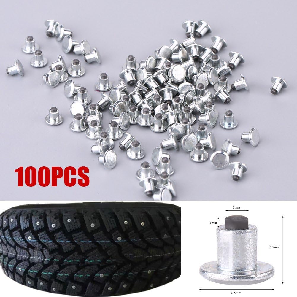 100 Stück 6,5 mm / 0,26" Anti-Rutsch Schneeschraubenstollen, Reifen-Schneeketten Reifenstollen Zierleiste für ATV Motorrad Fahrrad Schuhe