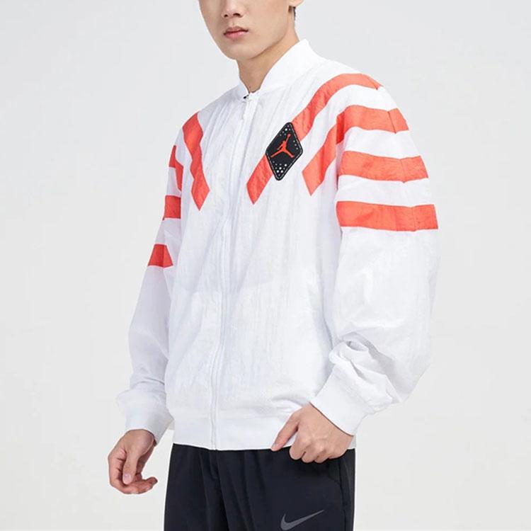 Jordan 6 SRT LGC Nylon Jacket With Multiple Stripes And Zip Men Jacket White Red Bv5406-100