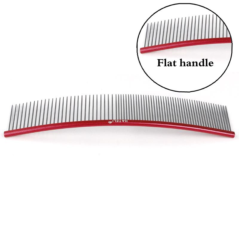 

19cm Pet Curved Comb Stainless Combs Professional Pet Grooming Comb Dense Sparse Teeth Dog Cat Cleaning Brush Open Knot Combmb 19cm