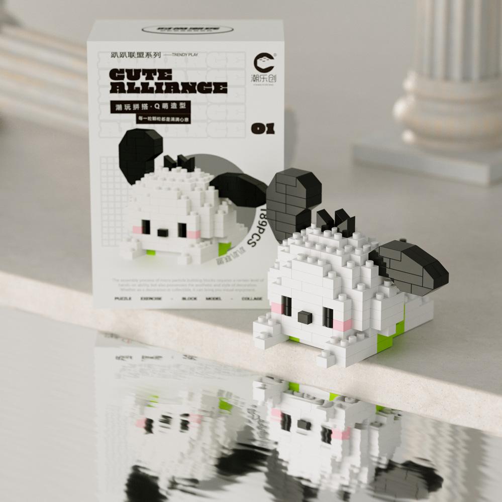 Süßer Mini auf der Vorderseite liegend Disney Mickey Bausteine Batman Kleiner Panda Stein 3D Süße Kuromi Sanrio Modell Spielzeug Für Kinder Geschenk