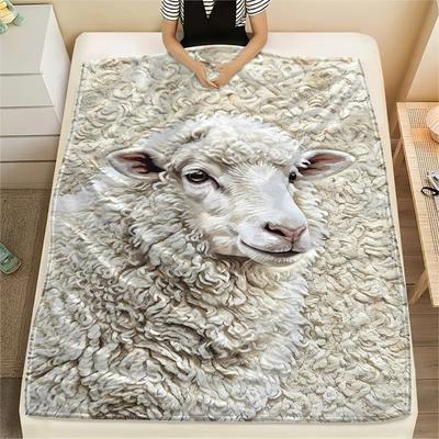 Felt Wool Lamb and Horse Lion Print Flannel Blanket,High Quality Comfortable for All Seasons,Home Decor,Warmth and Comfort,Perfect for Christmas Gifts