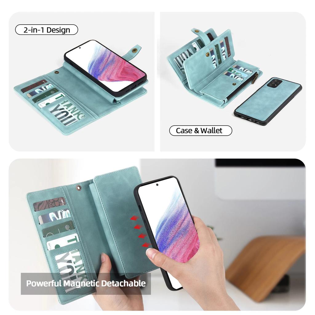 Custodia in Pelle Magnetica Staccabile Per Samsung Galaxy A73 A71 A54 A53 A52 A51 A34 A33 A32 A13 A12 Portafoglio con Cerniera Porta Carte Copertura