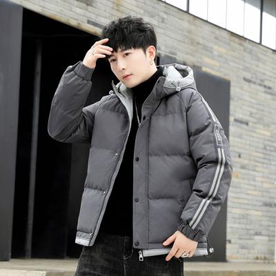 Men's Cotton Clothing Winter New Trendy Brand Windproof and Warm Thickened Cotton Clothing Hooded Jacket Two Stripes Trend