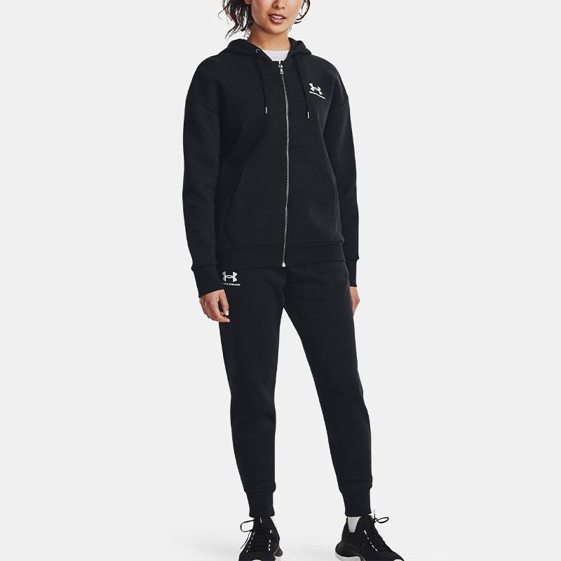 Under Armour Solid Color Drawstring Joggers With Fleece Lining Women Bottoms Black 1379443-001