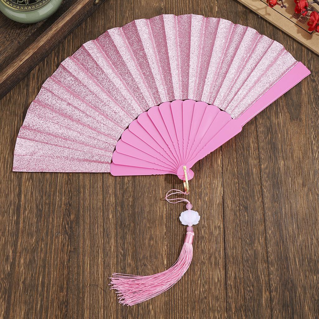 Glitter Plastic Fan Lightweight Decorative Folding Fan Portable Handheld Fan Vibrant For Party Concert Festival