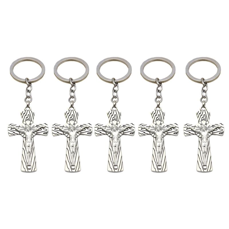 Cross Keychains Key Rings Religious KeyChains For DIY Car Hanging Simple Jewelry Handmade Gift