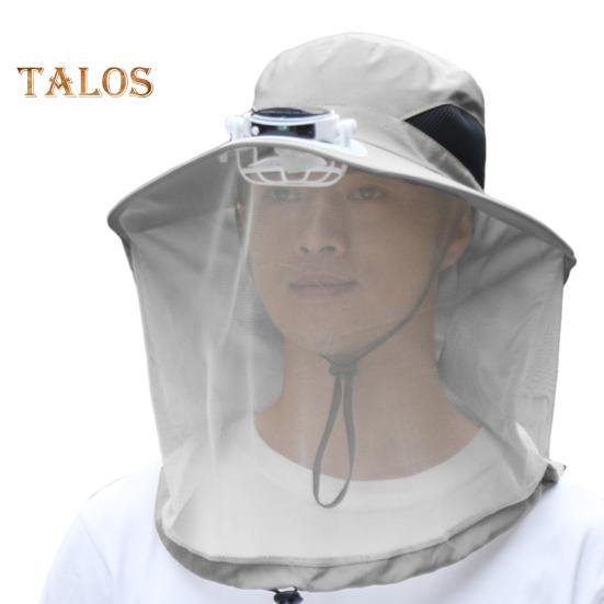 Καπέλο με δίχτυ κουνουπιών και ανεμιστήρα για άνδρες και γυναίκες, φαρδύ γείσο, καπέλο ηλίου με δίχτυ, καλοκαιρινό, δροσερό καπέλο κουβά για υπαίθριο ψάρεμα και πεζοπορία