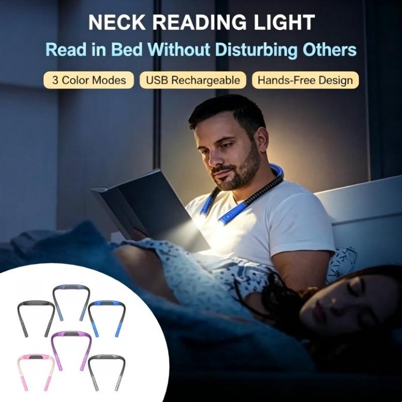 LED Neck Reading Lights Rechargeable Flexible Reading Lamps Bendable Adjustable Portable Hanging Book Light For Camping Lighting