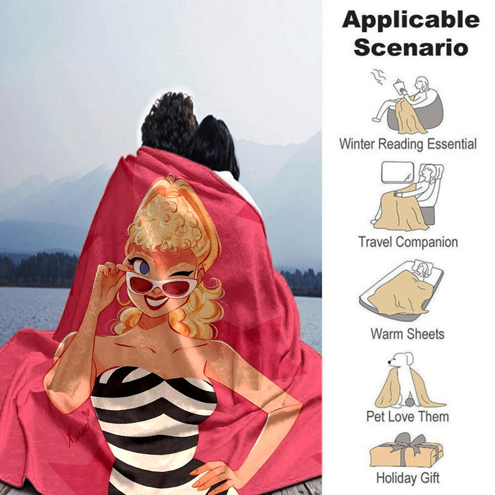 1pc stripes star Flannel Blanket Soft Warm Throw for Home, Office, Travel, All Season Cozy Bedding Gift, Office