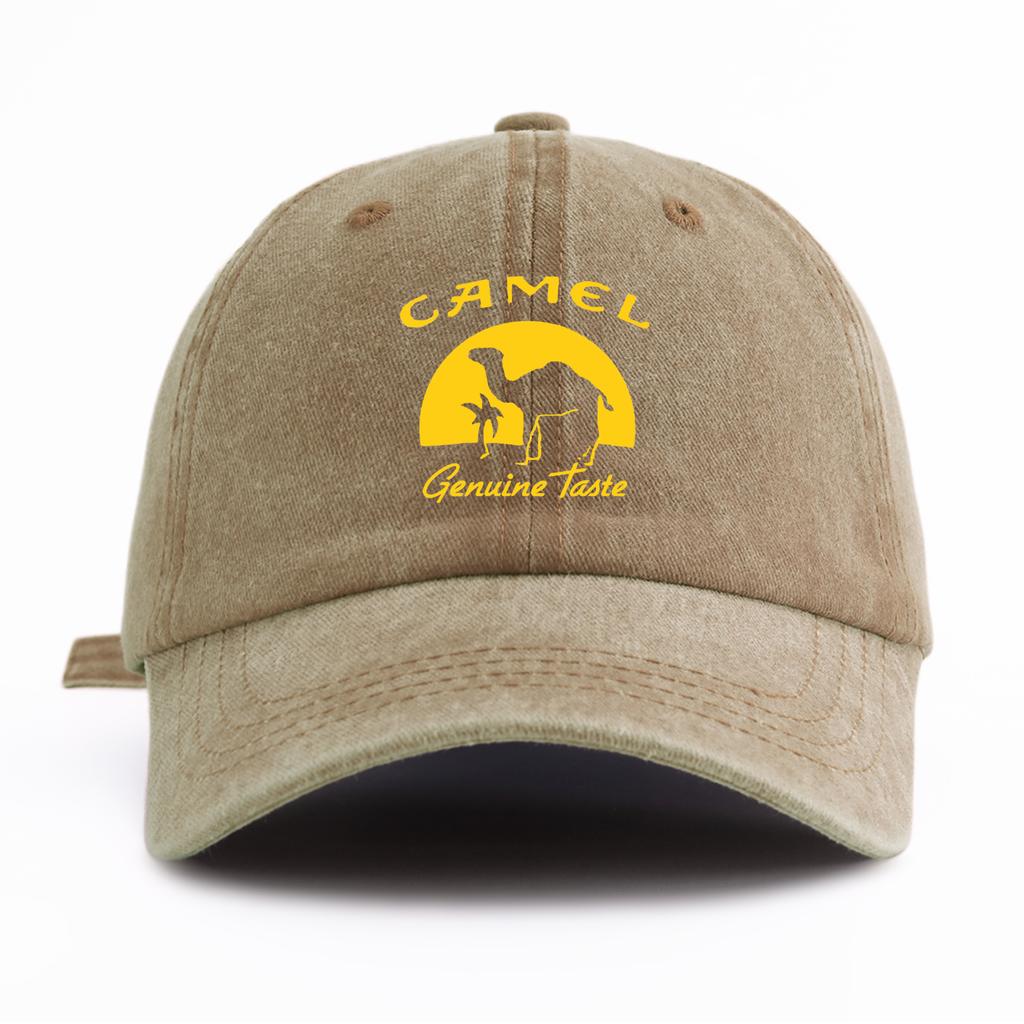 1pz Cappellino da Baseball Lavato con Stampa CAMMELLO per Adulti, Stile Retro Minimalista Casual Morbido Regolabile Cappello da Papà, Perfetto Come Regalo