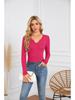 T-shirt da donna con scollo a U profondo, incrociata, a maniche lunghe - Moda Trendy 2024