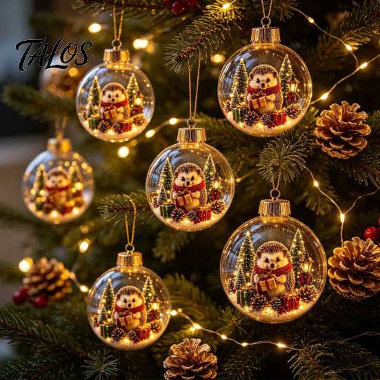 3D Winter Scene Baubles Glowing Christmas Story Ornament, Light-Up Ball Hanging Decor with Warm LED Light, Festive Indoor Home Decorations Mini