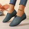 Fashion Wedge Heel Casual Shoes for Women Autumn New Shallow Mouth Pointed Toe Plus Size 43 Slip-on Breathable Suede Shoes Zapatos Mujer