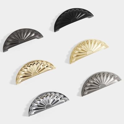 Antique Shell Semi-round Drawer Handle Zinc Alloy Durable Bedside Cabinet Solid Handle Multifunction Multi-purpose
