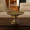 Pedestal Tray with Fluted Surface Embossed Metal VintageInfluenced for Home Stylists,