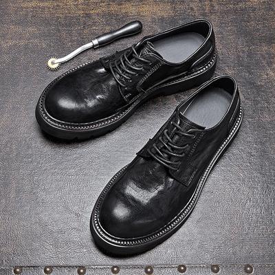 Dress Leather Shoes Men'S Business Casual Shoes Genuine Leather Cowhide Breathable Thick-Soled British Heightening Tooling Shoes