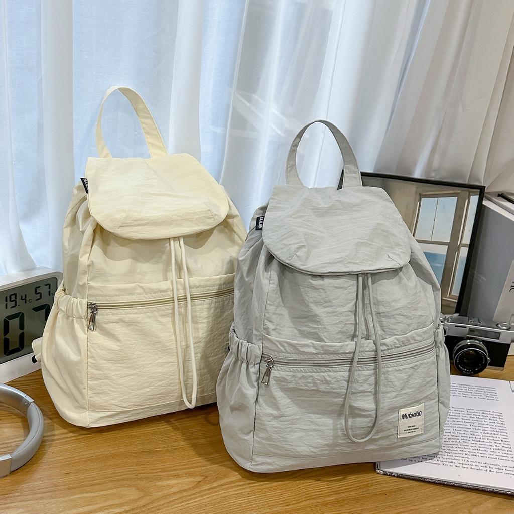 Schoolbag Fashion Travel Backpack Women's Storage Drawstring Bag Niche School Bag Lightweight College Student Class Backpack Commuter School Bag