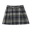 25 Spring New Women's Clothing French Preppy Style Plaid Drawstring Ruched All-Matching Short High Waist A- line Skirt