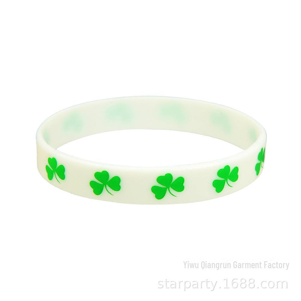 Waterproof St. Patrick's Day Shamrock Silicone Bracelet - Irish Festival Wristband Gift