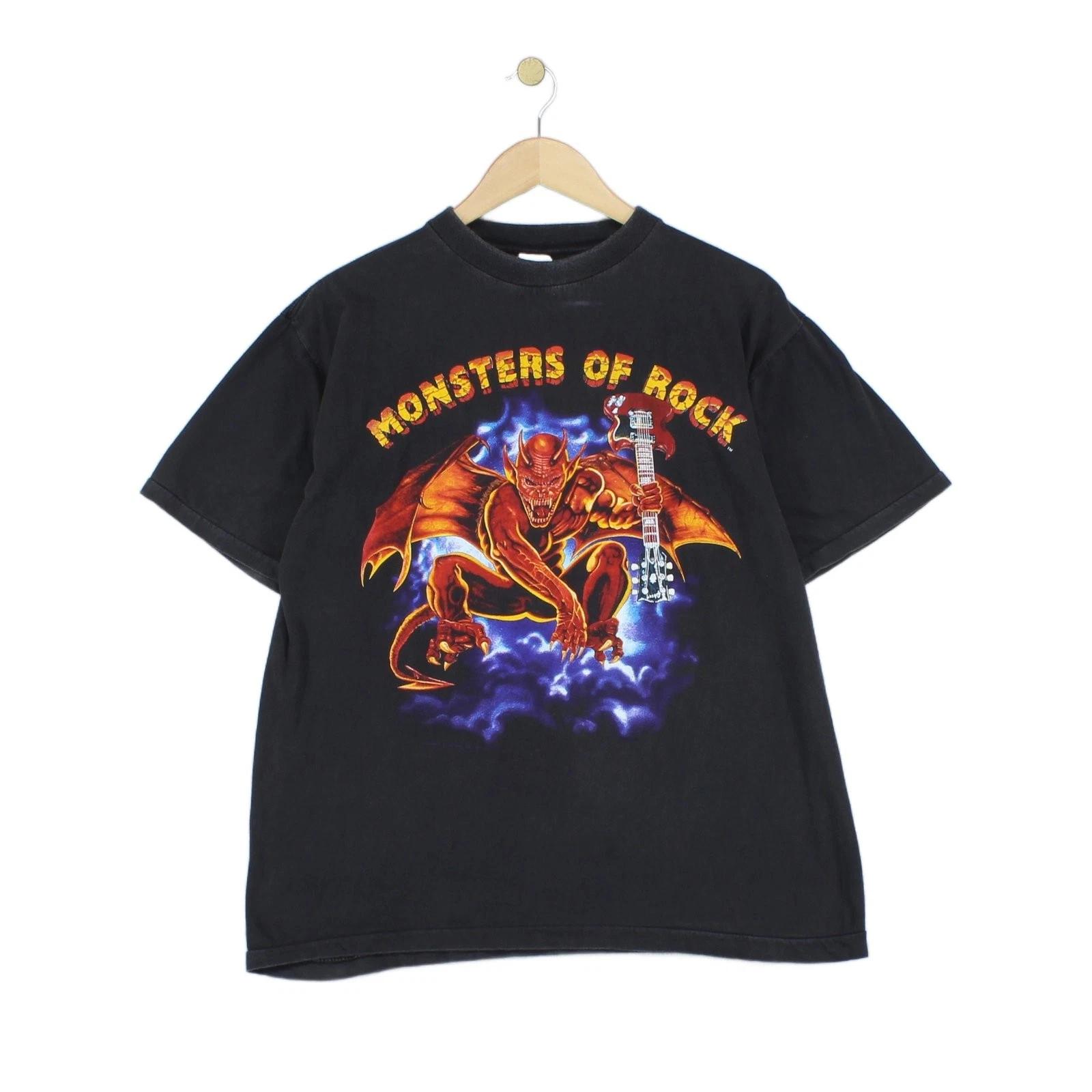 Vintage Unbranded Monsters Of Rock 1991 T-Shirt Mens Size XL Black Graphic S
