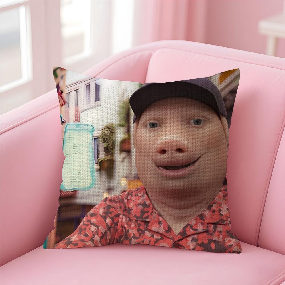 John Pork Dzwoni Poszewka na Poduszkę Naturalny Len Poszewka na Poduszkę Dwustronny Nadruk Dekoracyjna Poszewka na Poduszkę Sofa Wystrój Domu Prezent