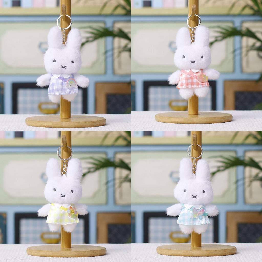 Plush Bunny Keychain With Cartoon Gingham Dress For Kids And Adults