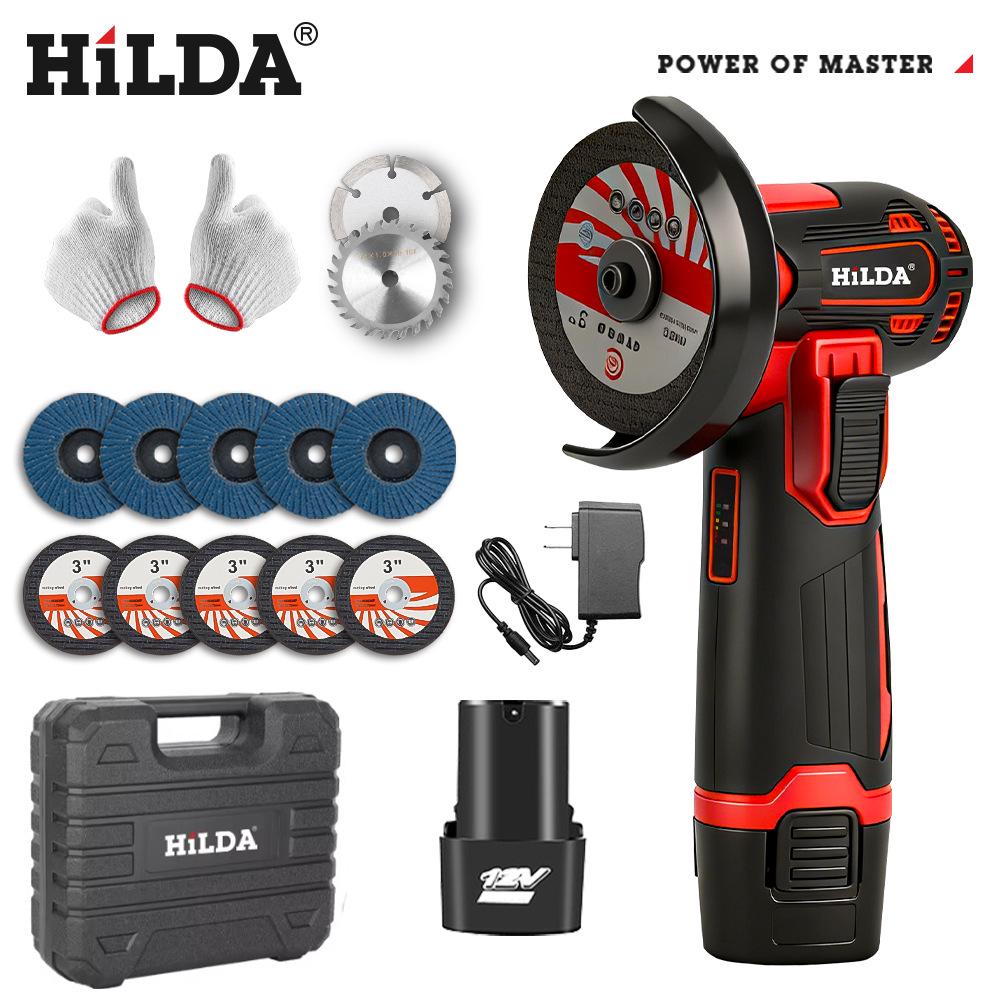 HILDA 12V 3-Inch Mini Lithium Battery Angle Grinder & Polisher