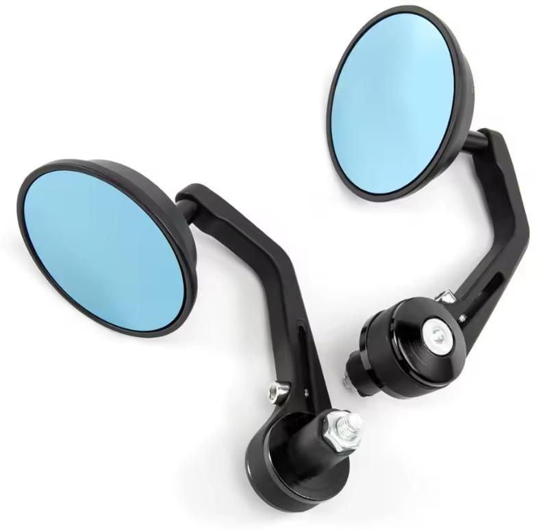 Motorcycle Mirrors Mounted On And On The Handlebar, Two Mounting Types, Mirror, Set
