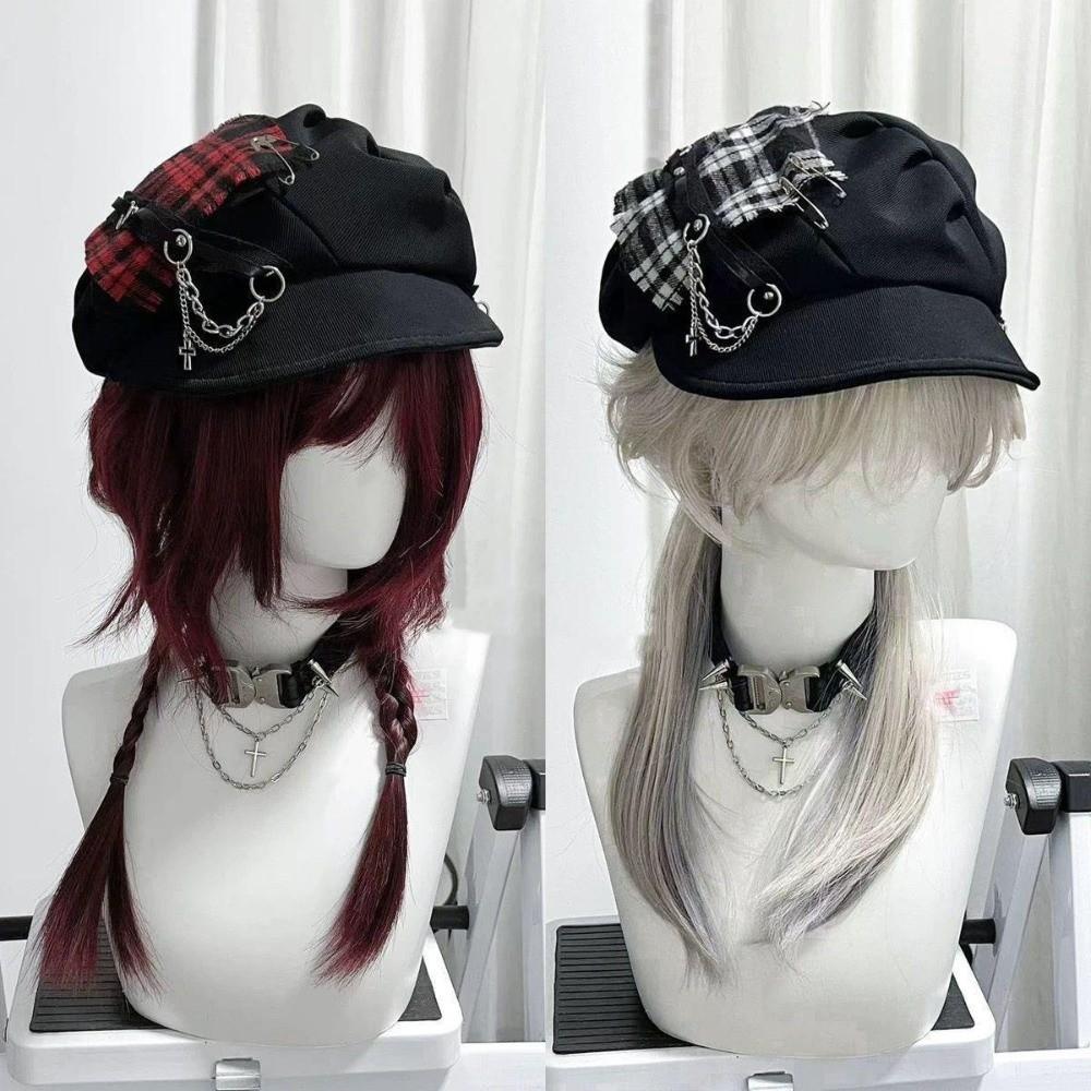 Irregular Plaid Beret Hat Thin Brim Painter Artist Cap Fashion Octagonal Hat  Travel