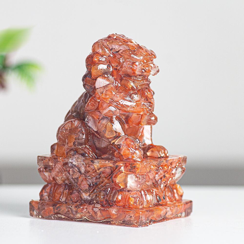 Resin Filled Natural Quartz Lion Figurine With Elegant Home Decor Gift For Adults