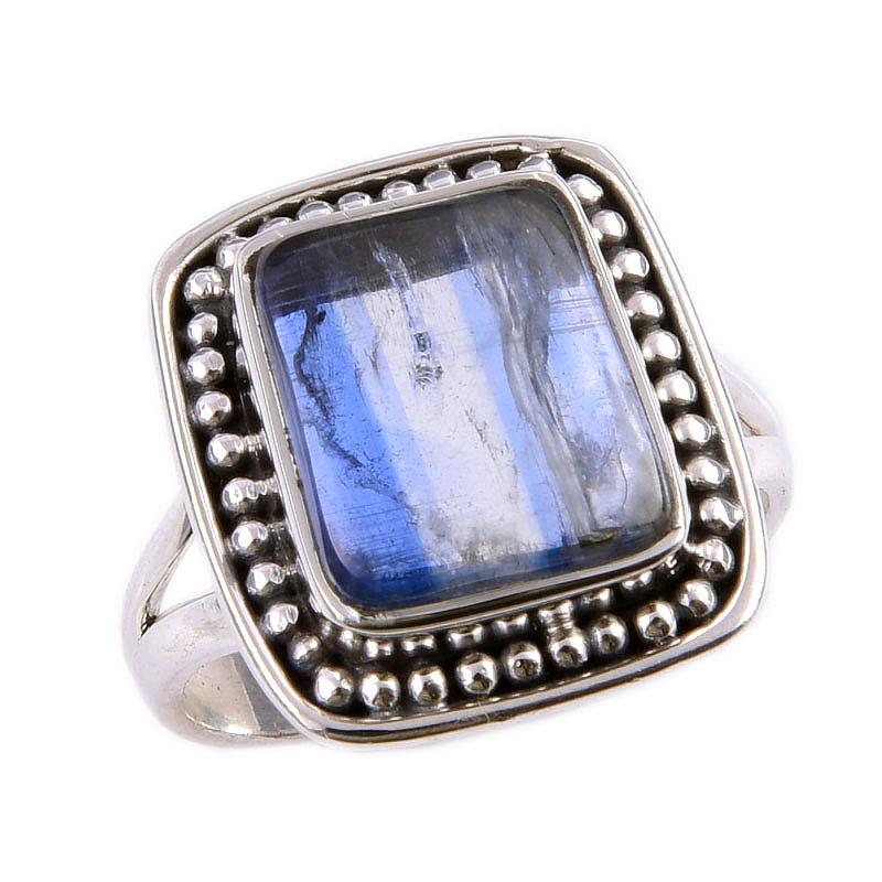 Natural Kyanite Gemstone Handmade 925 Solid Sterling Silver Gift Ring S.7 E2Y19