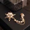 Brooch Pin, Lapel Badge with Double Fixed Safety Pin And Magnetic Buckle, Imitation Pearl Flower Decor Suit Brooch for Suits Coats Dresses