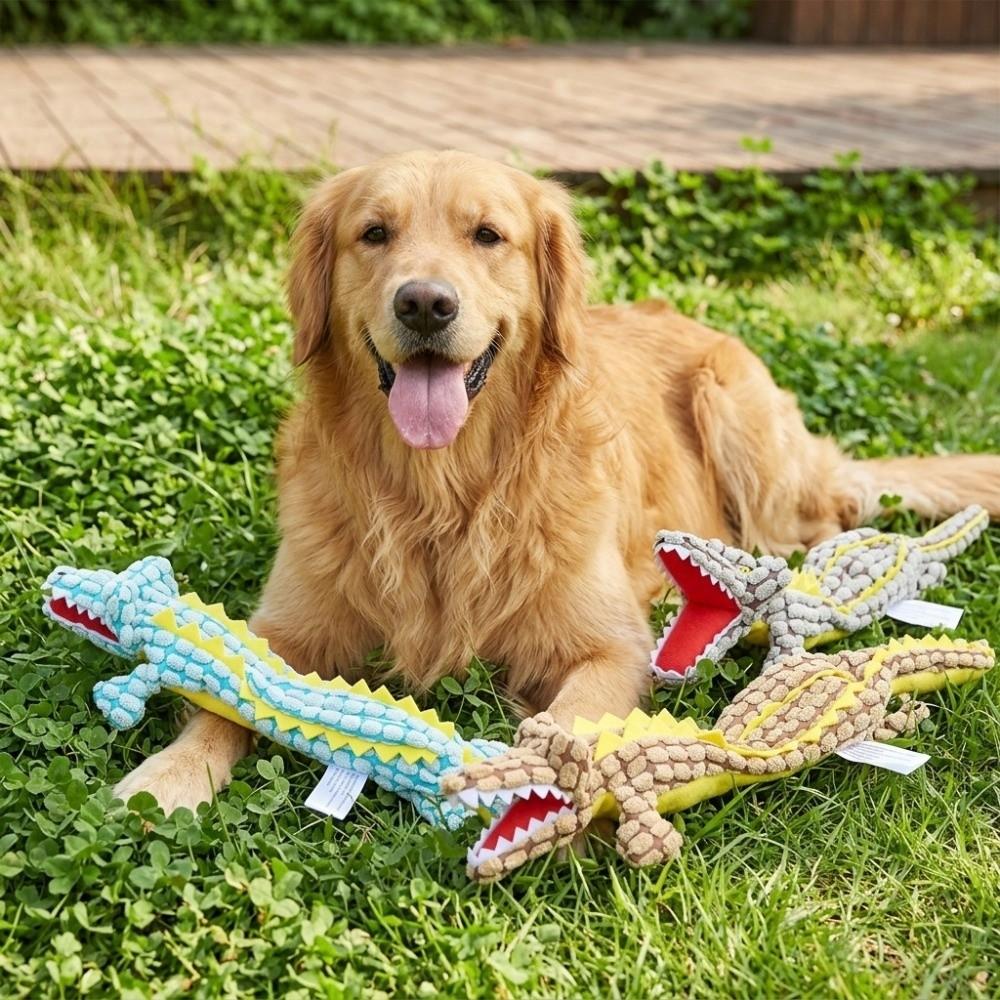 Corn Fleece Surface Alligator Dog Toy Alligator Shaped Puppy Chew Toy  Daily Teething Play