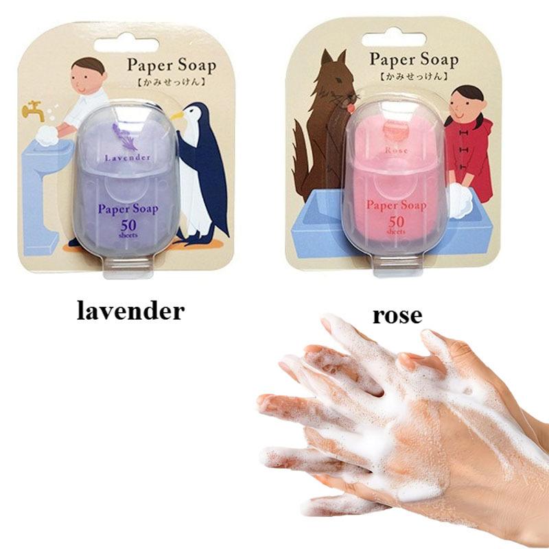 100Sheets Portable Paper Soap Sheets Mini Scented Hand Washing Soap Slice for Travel Outdoor Camping