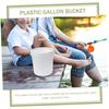 PRETYZOOM 2-Piece Reusable 5 Gallon Plastic Barrels, White, Kitchen Storage Containers, Handheld Buckets, Plastic Gallon Buckets, Small Buckets, Small