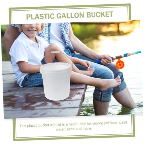 PRETYZOOM 2-Piece Reusable 5 Gallon Plastic Barrels, White, Kitchen Storage Containers, Handheld Buckets, Plastic Gallon Buckets, Small Buckets, Small