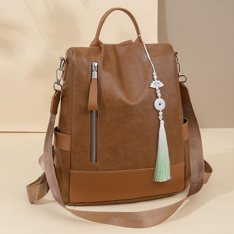 Schoolbag soft pu leather backpack women's bag fashion shoulder backpack anti-theft travel bag Korean version versatile 1011 new large capacity