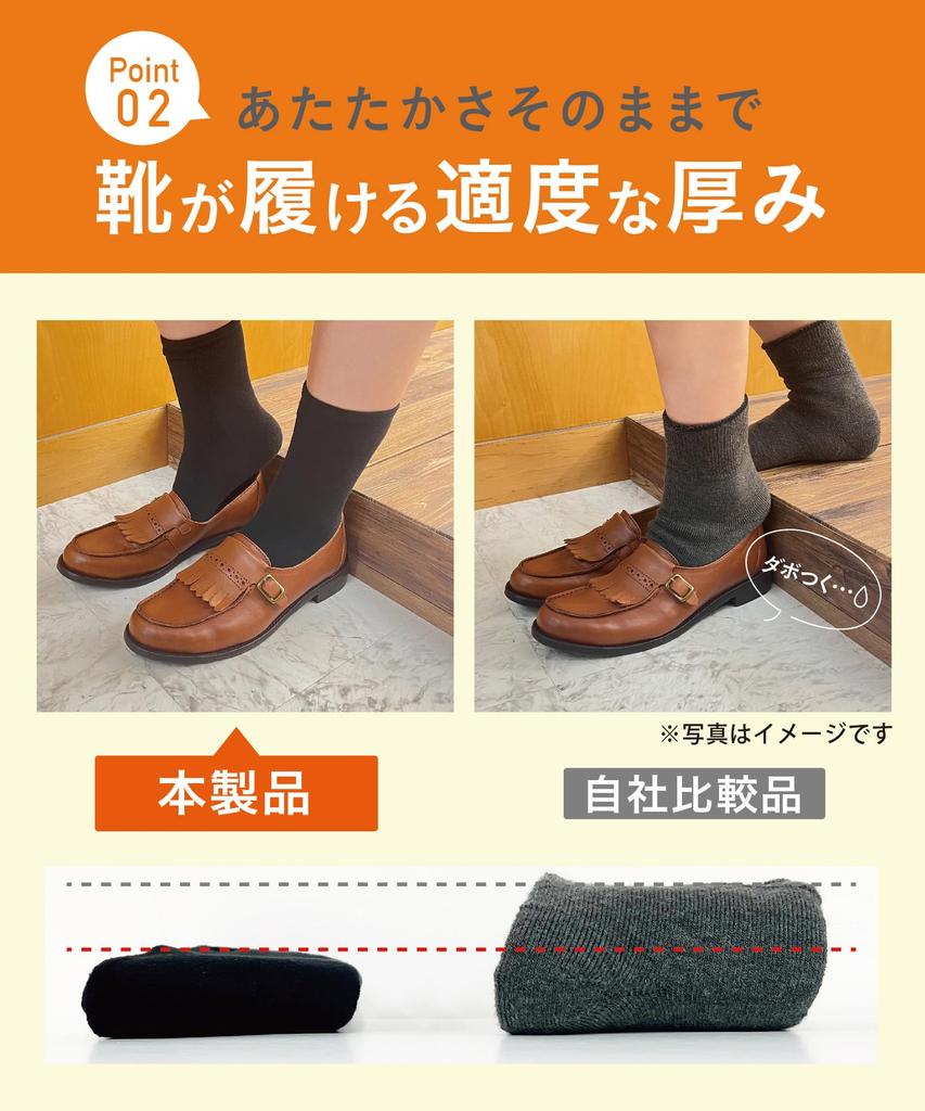 Okamoto Cocopita Warm Knee-Length Socks, Lightweight Pile Fabric, Moisture-Wicking, Heat-Retaining, and Deodorizing, 1 Pair, Product Code: 332-900