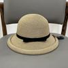 Daily Single Fine Grass Wide Brim Anti-ultraviolet Straw Woven Bucket Hat Women's Summer Fashion Sunshade Straw Hat Beach Sunscreen Basin Hat