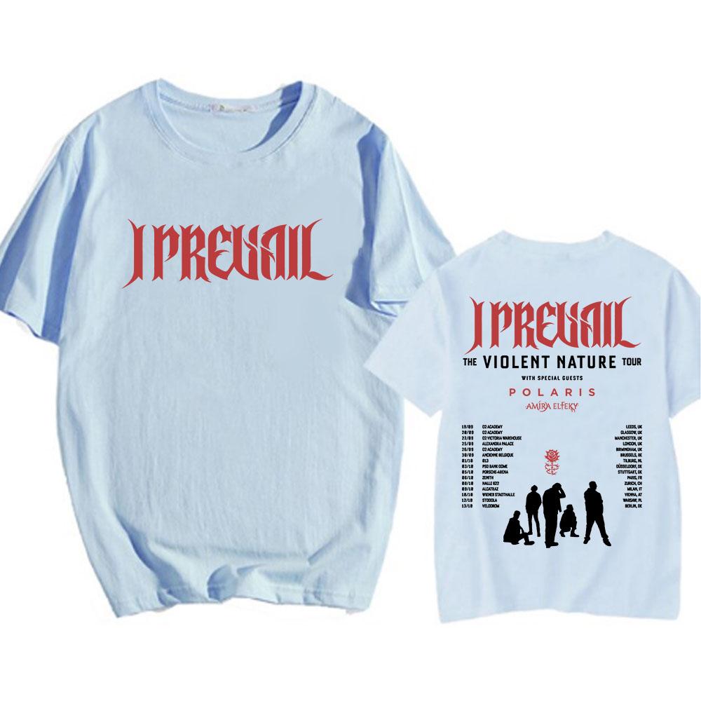 

I Prevail VIOLENT NATURE Tour 2026 T-shirt Unisex Streetwear Cotton Short Sleeve Loose Tshirts Punk Band Fashion Tees M