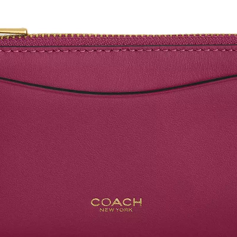New COACH Calfskin Card Holder Mini Women's Dark Red CZ112-B4PK