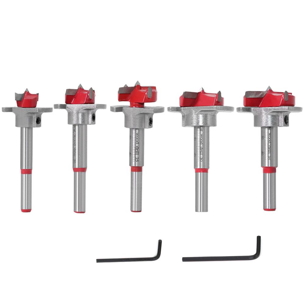 Positioning Woodworking Hole Opener Set, Carbide Flat Wing Drill Adjustable Hinge Hinge Hole Reamer 15-35mm