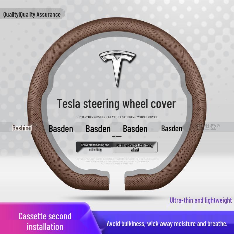 Originele Lederen Stuurwielhoes voor Tesla Model Y, 3, X, S