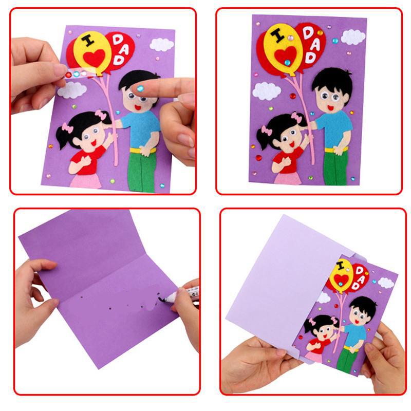 Kids DIY Handmade Material Kit Kids Play Arts Crafts Kindergarten Father's Day Gift Birthday Gift Greeting Card Children Educational Toy