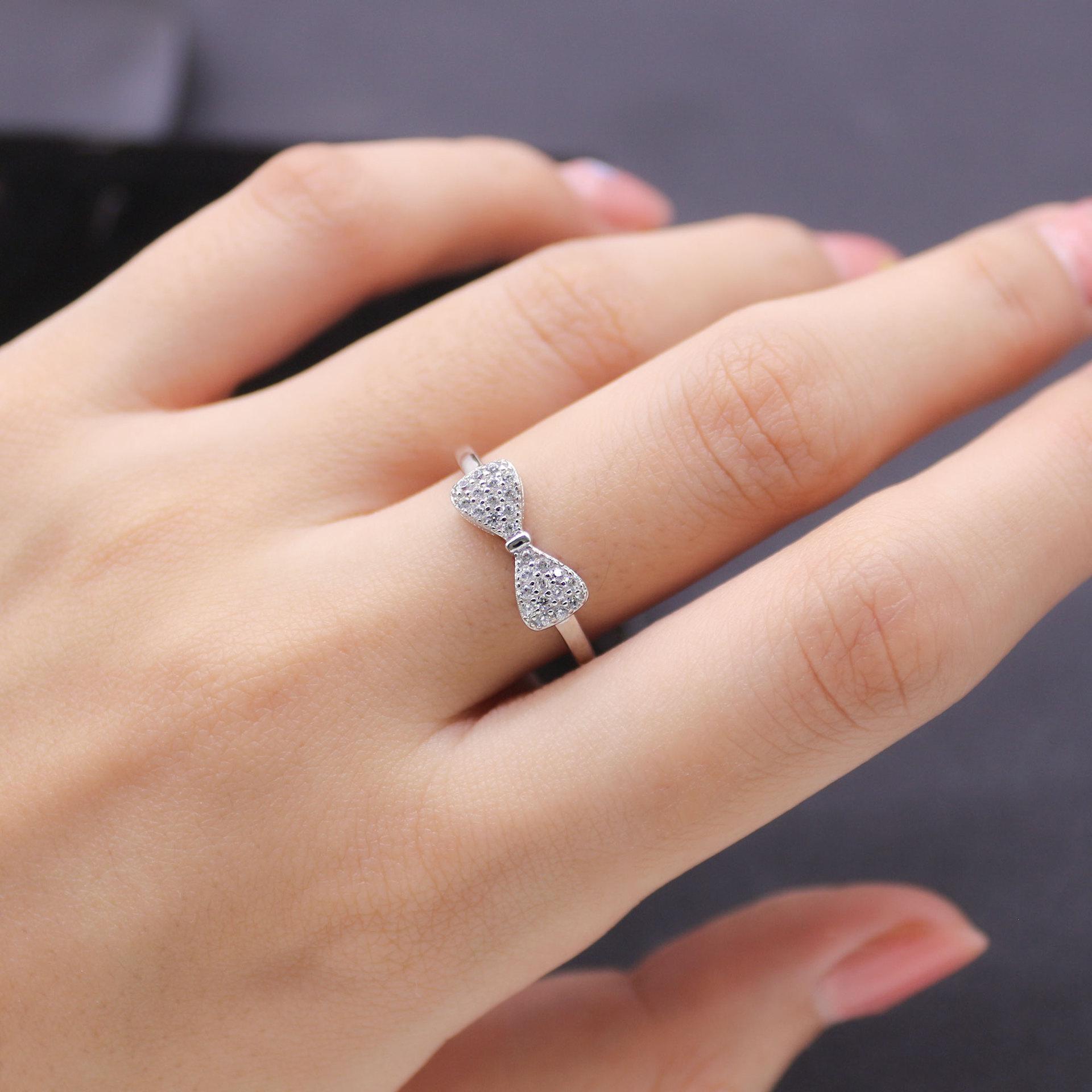 Sterling Silver Sweet Bow Ring for Women - Stylish Daily Fashion