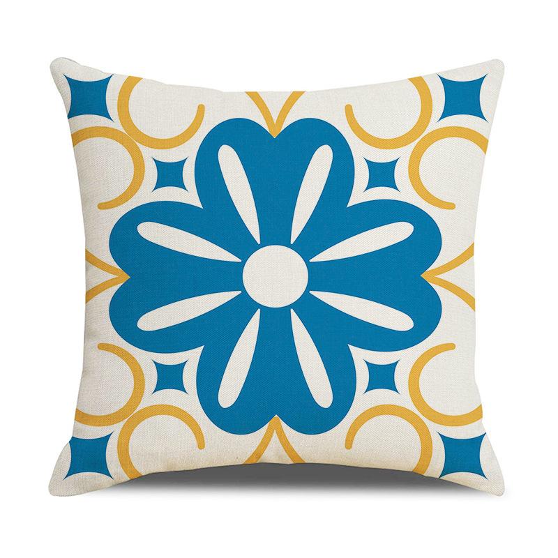 Nordic Yellow Ethnic Style Geometric Linen Cotton Linen Cushion Cover Sofa Car Interior Decoration Bedside Backrest Pillow Ins