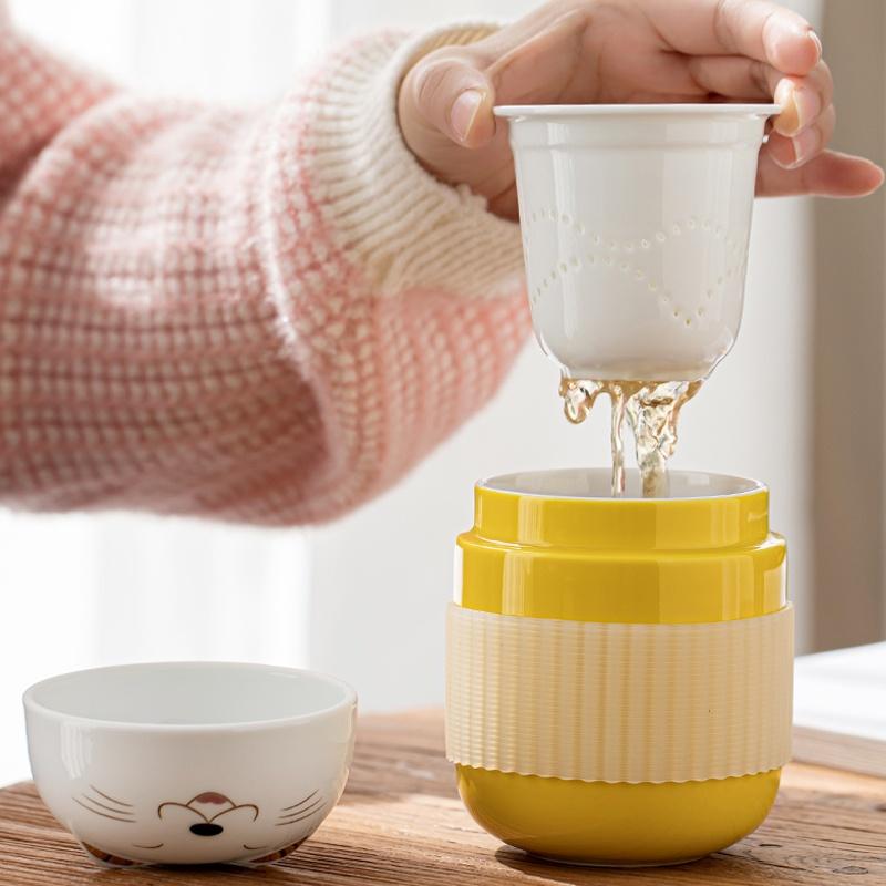 330ml Přenosný úložný keramický rychlovarný hrnek Japonský styl hrnek Čajová souprava