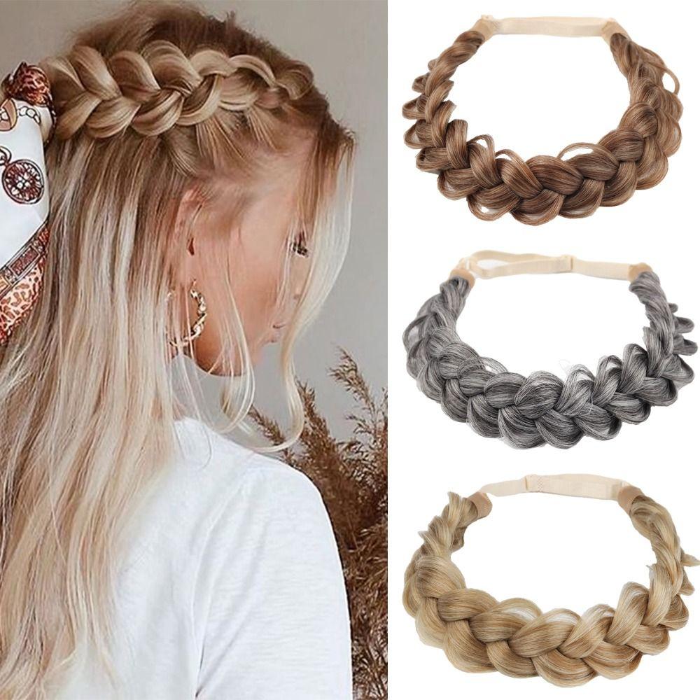 Adjustable Braided Hair Headband Golden/Brown/Black Handmade Hair Band  Women