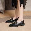 New Women Fashion Leather Casual Shoes Beautiful Pearl Chain High Heels Shoes Girl Slip-on Loafers