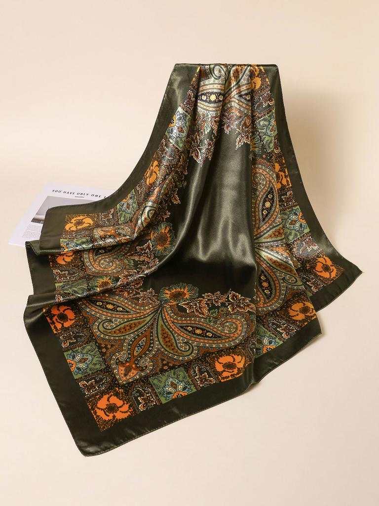 90*90cm Hair Scarf Women Fashion Designer Beautiful Paisley Foulard Soft Satin Shawl Kerchief Square Silk Scarfs Neck Headscarf
